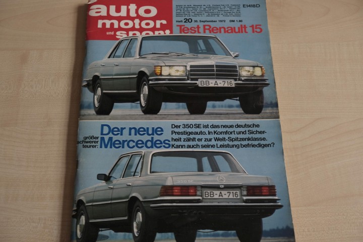 Deckblatt Auto Motor und Sport (20/1972)